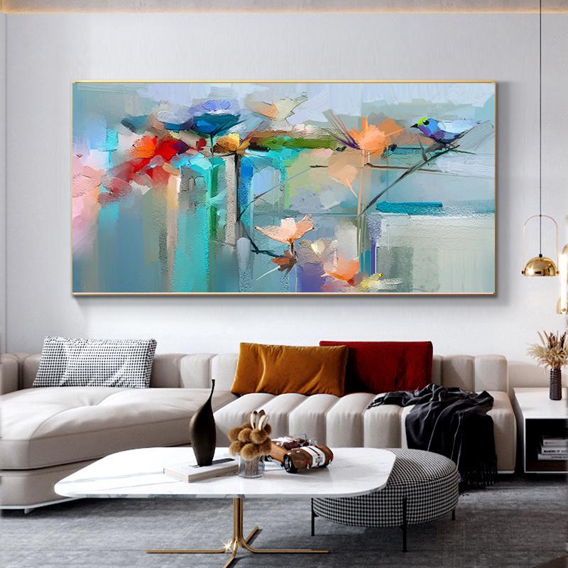 Abstract Colorful Tree Oil Painting Printed On Canvas Wall Art Landscape Posters Pictures for Living Room Home Decor No Frame