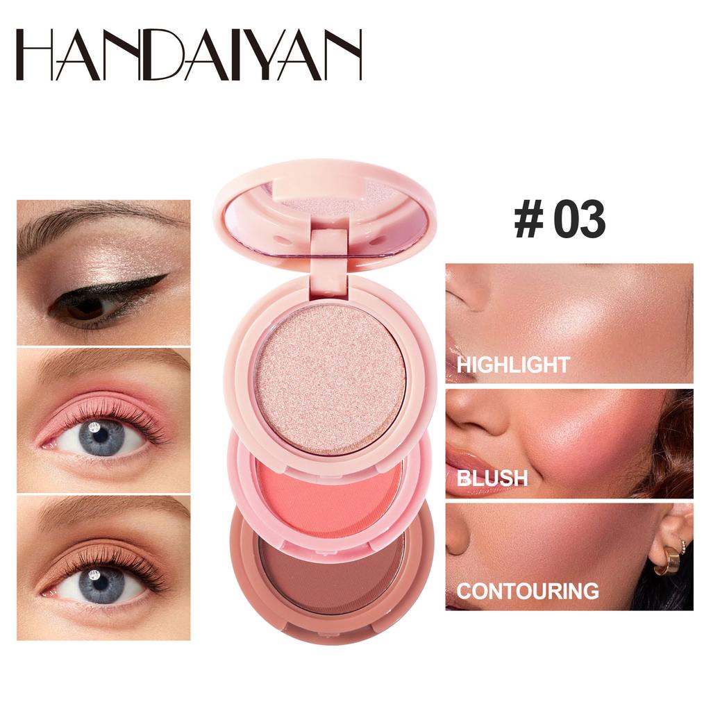 HANDAIYAN New High-gloss Blush and Contouring 3in1 All-in-one Palette