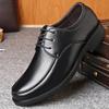 New Men's Business Shoes Round Headed Formal Leather Shoes Black Casual Work Shoe Non Slip Lace Up Male Loafers