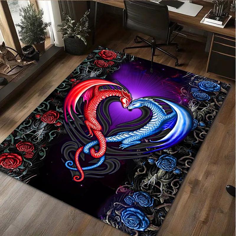 1Pc Dragon Print Rug - home decoration Carpet For Living Room Bedroom Flooring Computer Chair Area Rug