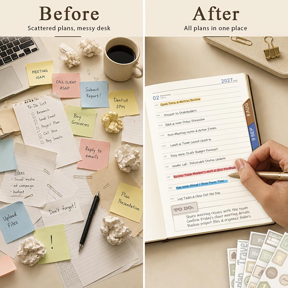 2027 Daily Planner Binder 400 Pages Habit Tracker Monthly Daily Schedule Notebook Time Management Self Discipline Goal Organizer