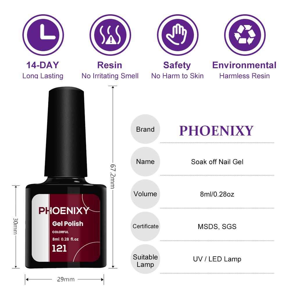 PHOENIXY 8 мл гель-лак для ногтей Стойкий гель-лак Верхнее базовое покрытие Полуперманентный гель-лак Набор маникюрных инструментов для начинающих и профессионалов
