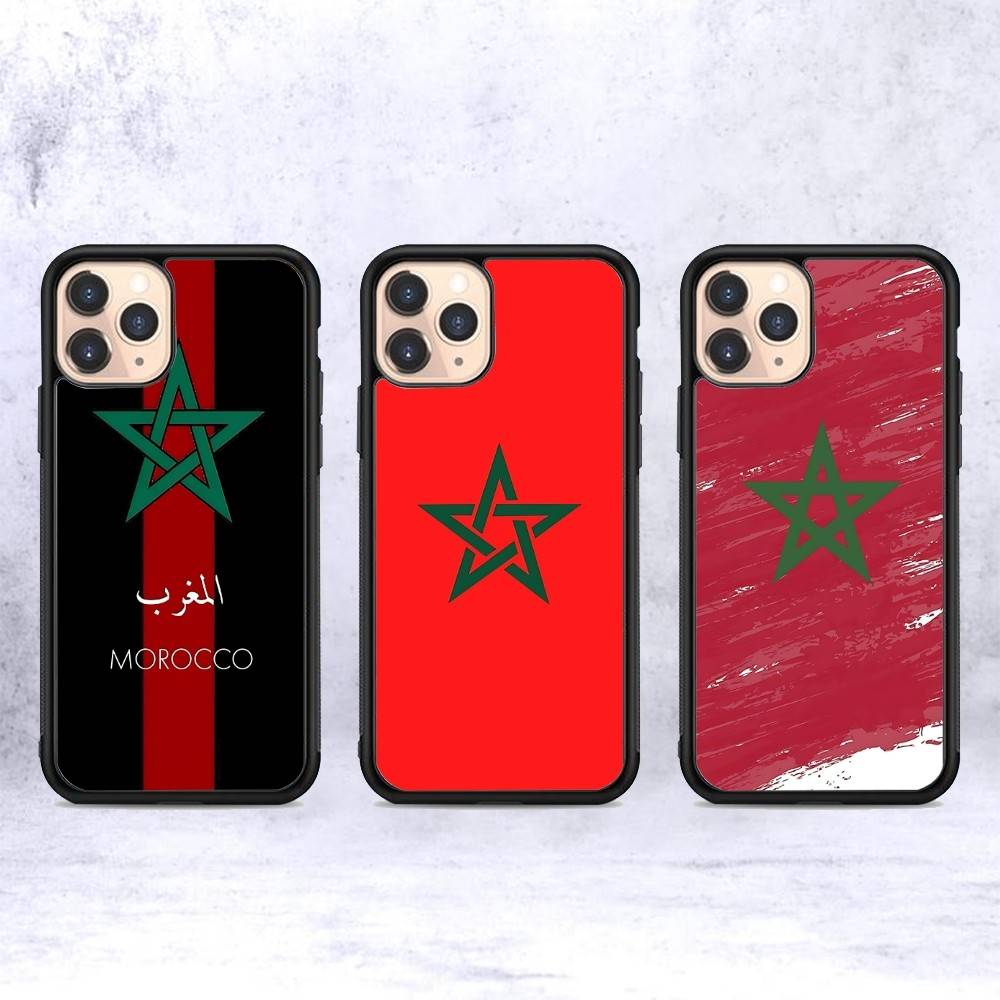 Чехол для телефона с картой и флагом Марокко для IPhone 11 12 13 14 15 16 17 Pro Max Plus PC+TPU