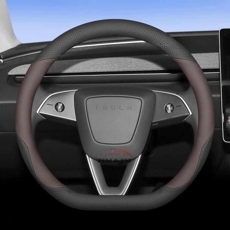 36cm 38cm Leather Car Steering Wheel Cover for Tesla Model S X 3 Q Y Steering Covers Interior Accessories