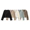 Cropped Sweaters for Women Autumn Winter Jumper Long Sleeve V-Neck Button-down Knit Cardigan Jacket