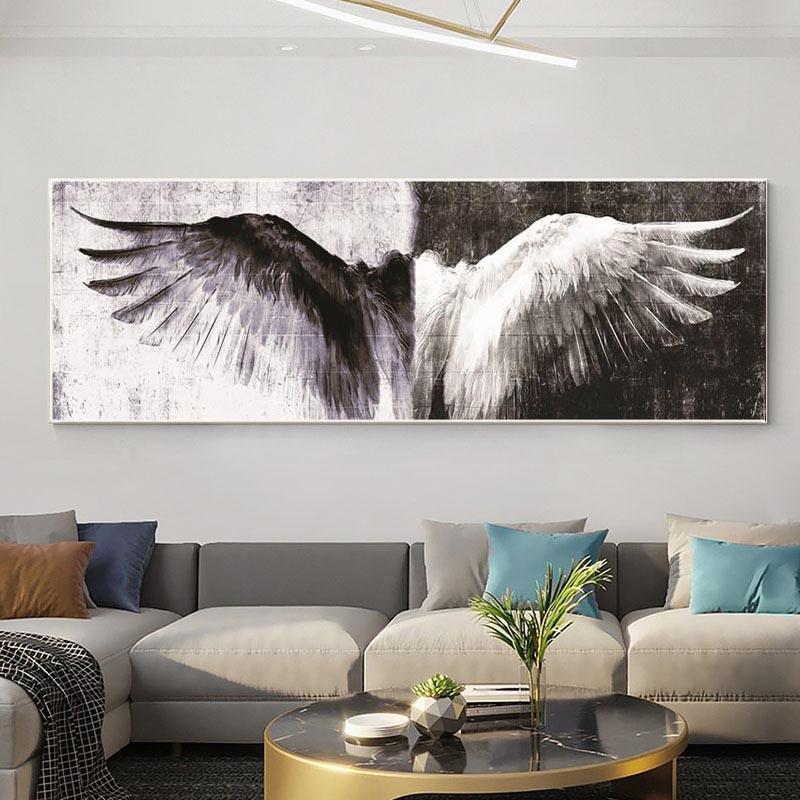 Крылья ангела, холст, живопись, черно-белые постеры и принты, винтажные абстрактные настенные художественные картины для гостиной, домашний декор