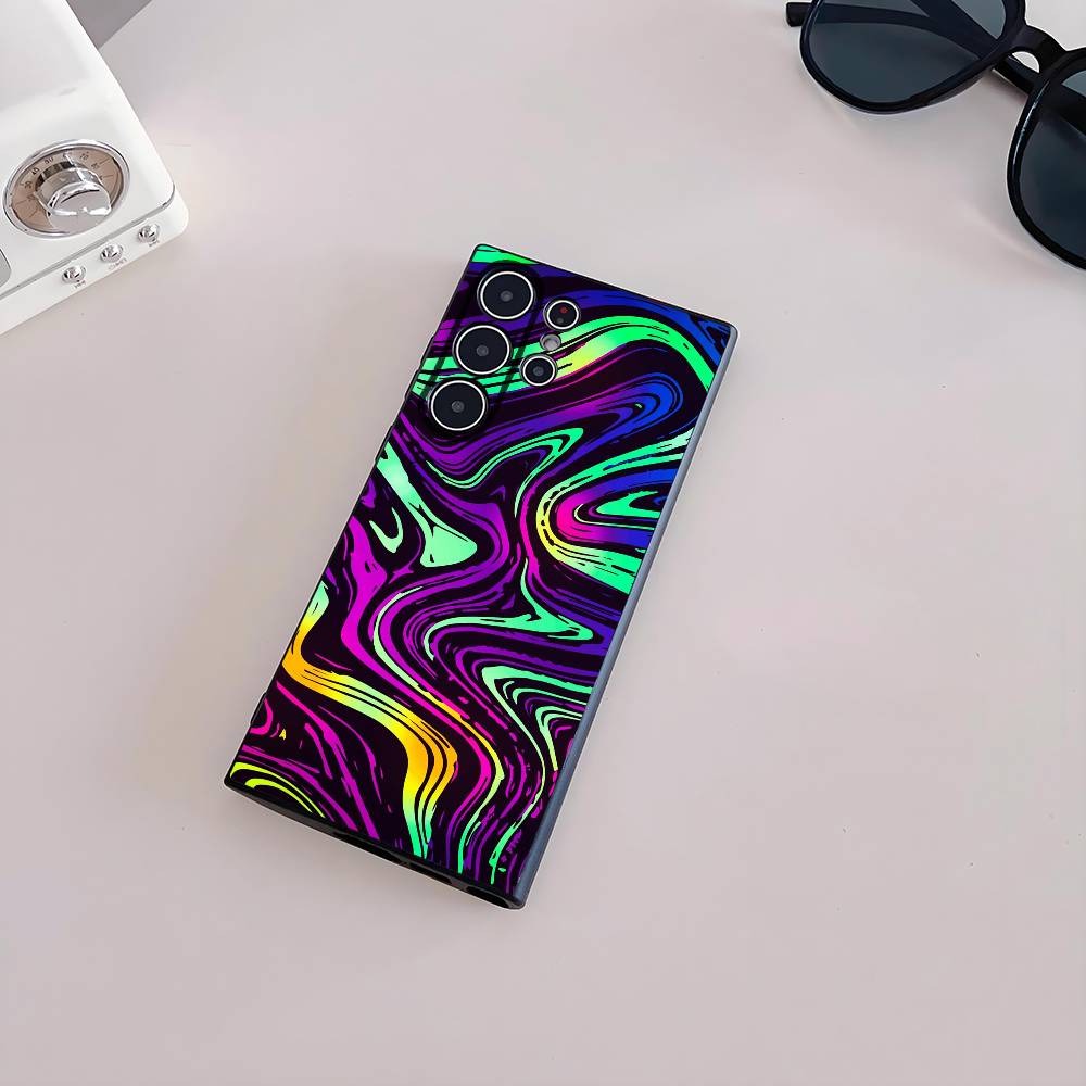 Модный Чехол-Спираль Неоновых Цветов для Samsung Galaxy S25 S24 S22 S23 Ultra S21 S20 Plus 5G Матовый Нескользящий Полностью Покрывающий Мягкий Чехол