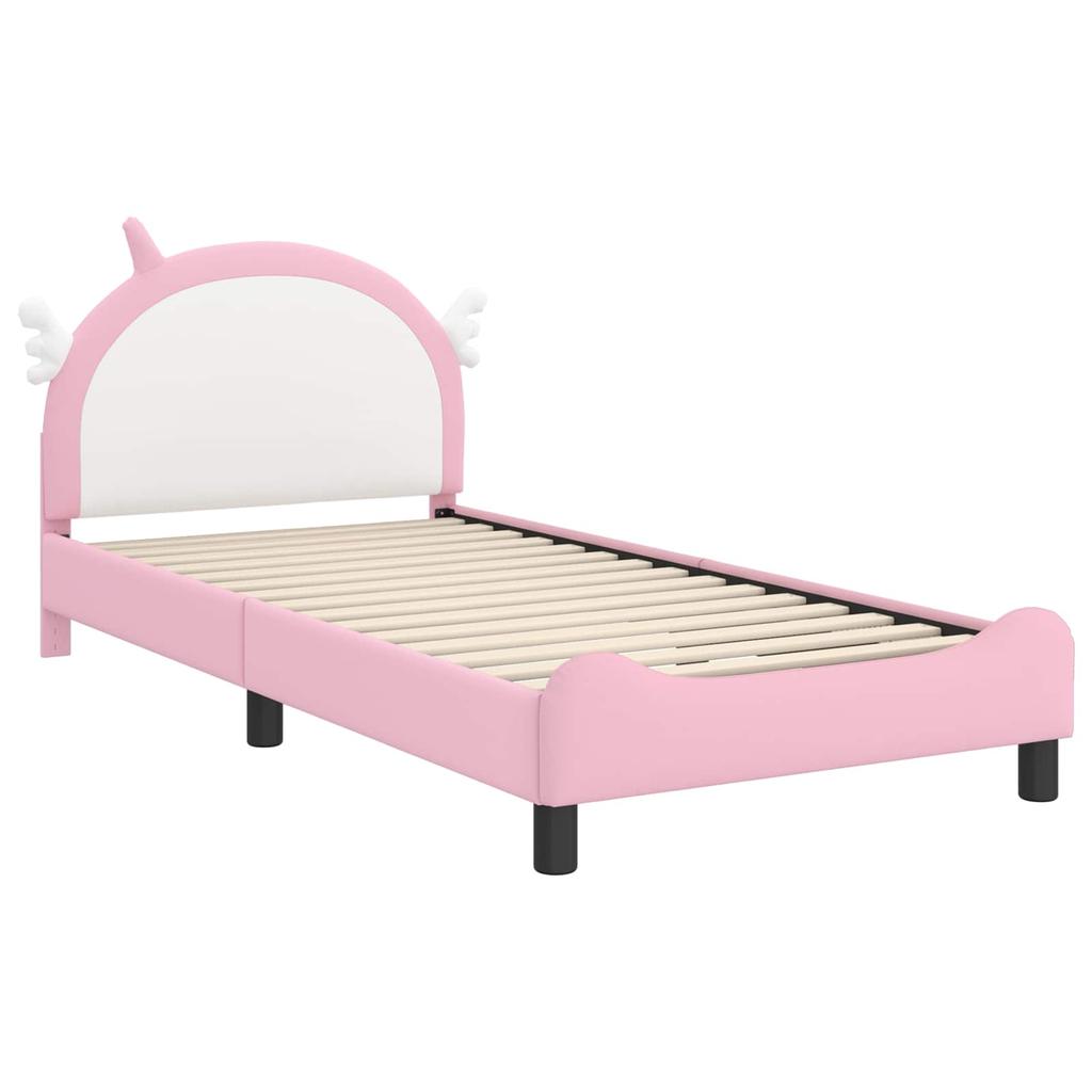 Kids Bed Frame with Headboard Pink 90 x 190 cm PU