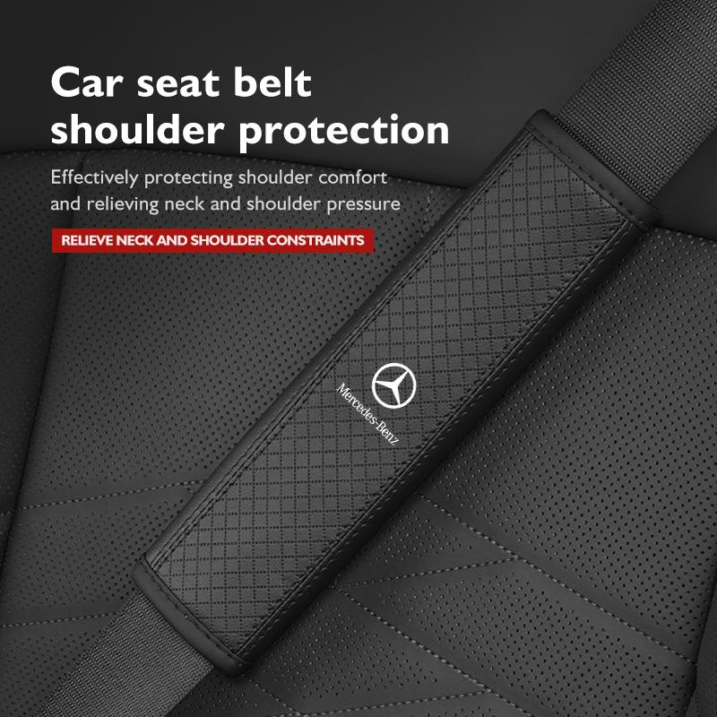 Leather Car Seat Belt Shoulder Protection Interior Ornament For Mercedes Benz W211 W124 W176 W177 C180 C200 C260 C300 GLC CLE BGHKM1