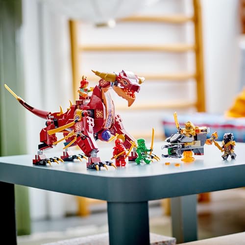 Игрушка LEGO Ninjago Огненный Дракон Тепловой Волны - Идеально подходит для дней рождения, Рождества и в качестве подарка для мальчиков и девочек в возрасте 8, 9, 10 лет. Включает роботизированный