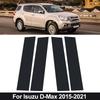 6 шт., подходит для Isuzu D-Max 2015-2021, глянцевый черный материал из поликарбоната, зеркальный эффект, центральная часть окна двери автомобиля, средняя часть стойки стойки, накладка на стойку колонки
