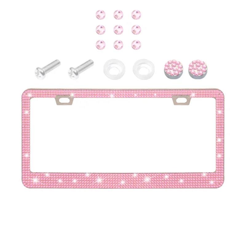 NEW Bling Crystal Car License Plate Frame Women Rhinestone License Plate Frame Cover Holder Car Accessories with Screw 31*16cm License Plate Covers