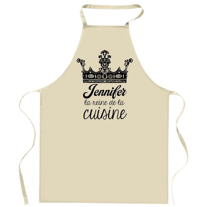 Tablier de cuisine - Jennifer Reine de la Cuisine - Impression Bretonne - Coton résistant - Lavable 40°C