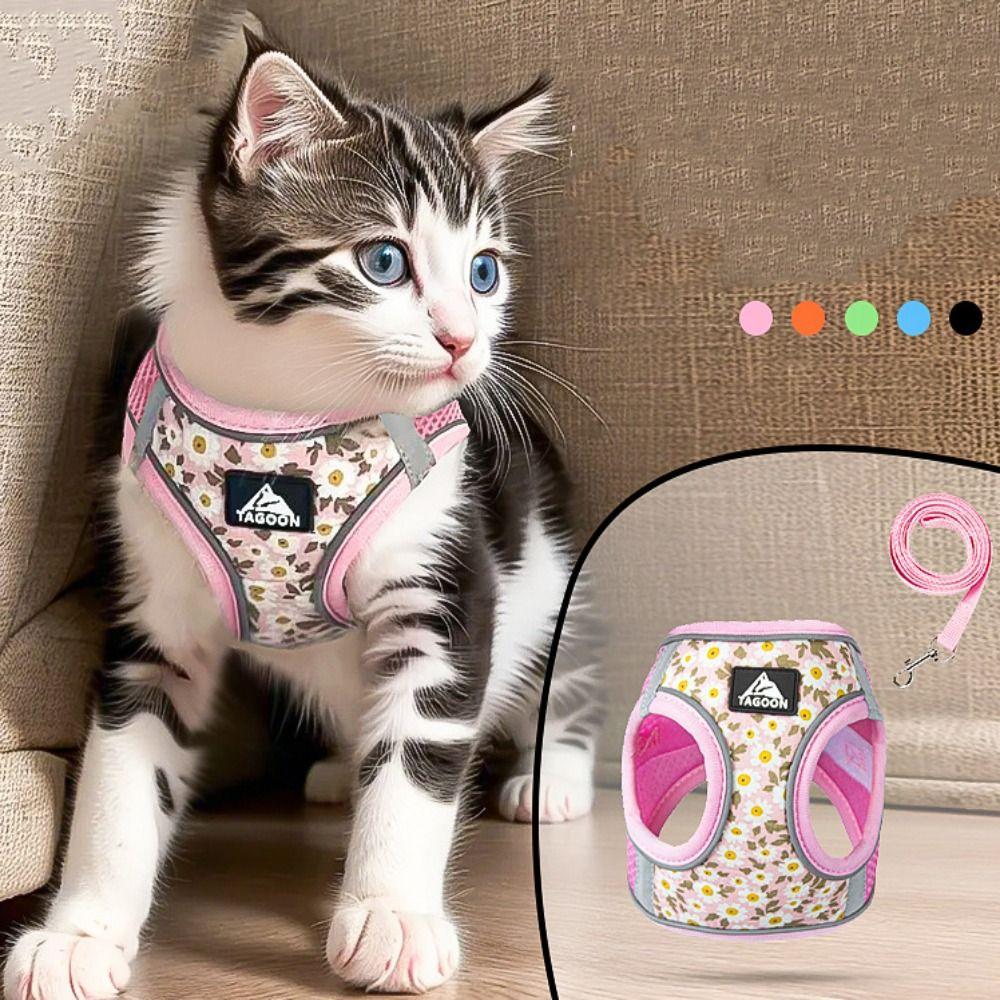 Reflective Dog Leash Set Anti Escape Puppy Harness Cat Accessories Cat Chest Strap  Kitten