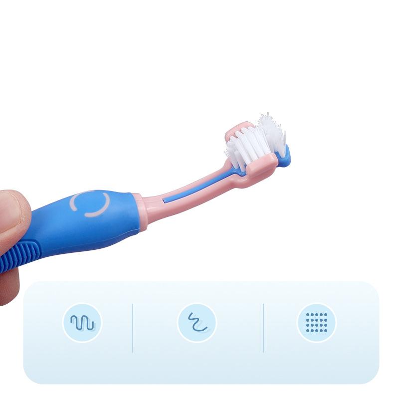 Reusable Three-Head Pet Toothbrush Non-Slip Handle Soft Nylon Effective Oral Care 360 Degree Dog Toothbrush Pet Teeth Cleaning