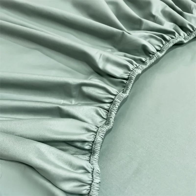 Ice Silk Fitted Sheet 90x200cm Multiple Sizes Bed Sheet Soft Satin Elastic Mattress Home Bedroom Bed Sheet with 360°Elastic Band