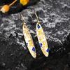 Серьги Huitan Blue Flower Yellow Leaf для женщин, резные, ручной работы, уникальные женские аксессуары для ушей, танцевальные украшения для вечеринок