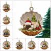 Decorative Shell Sleeping Dog Christmas Ornament 2D Xmas Dog Keychain Christmas