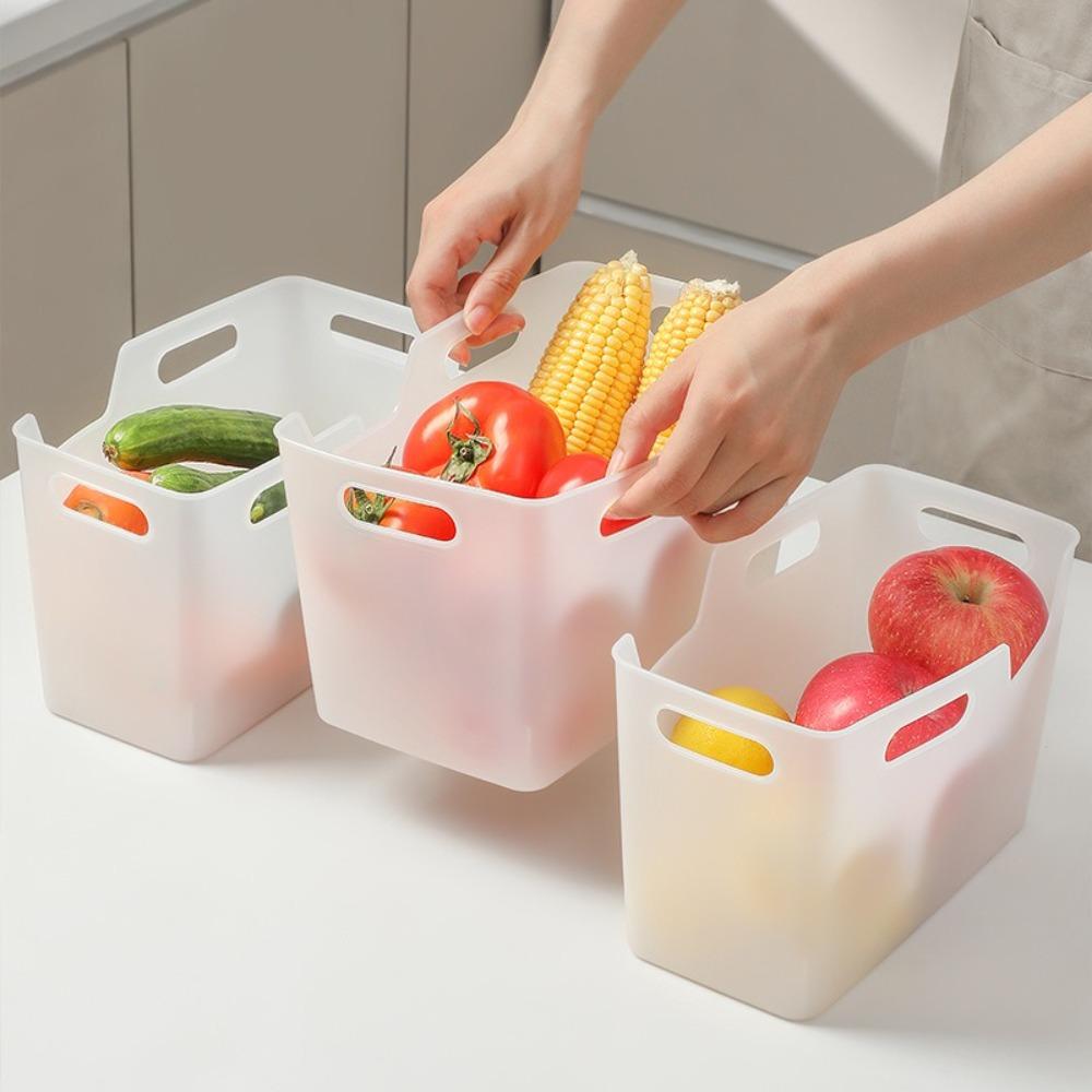 Transparent Storage Basket Smooth Edge Fridge Storage Bin Durable Refrigerator Storage Box