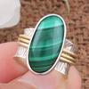 Большое овальное кольцо с малахитом, кольцо из цельного серебра 925 пробы, кольцо ручной работы, двухцветное кольцо, богемное кольцо, кольцо с безелем, уникальный подарок