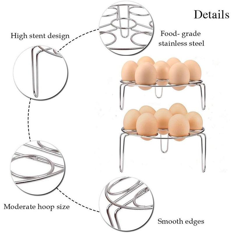 LMETJMA Egg Steamer Rack Trivet for Instant Pot Accessories Food Stainless Steamer Rack Steaming Holders for Eggs JT192