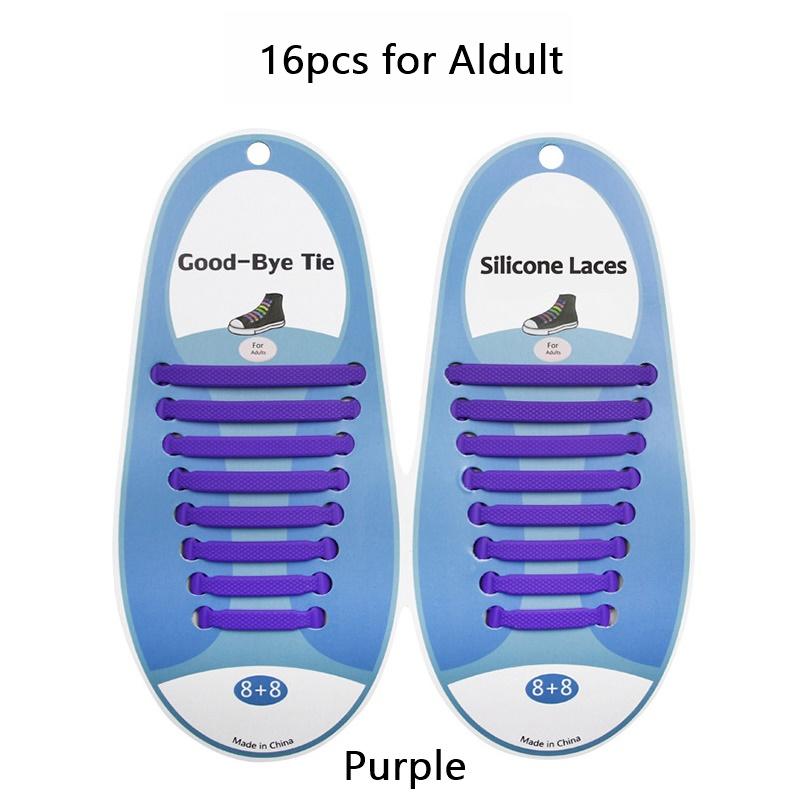 16pcs/Set Fashion Unisex Women Men Athletic Running No Tie Shoelaces Elastic Silicone Shoe Lace All Sneakers Fit Strap