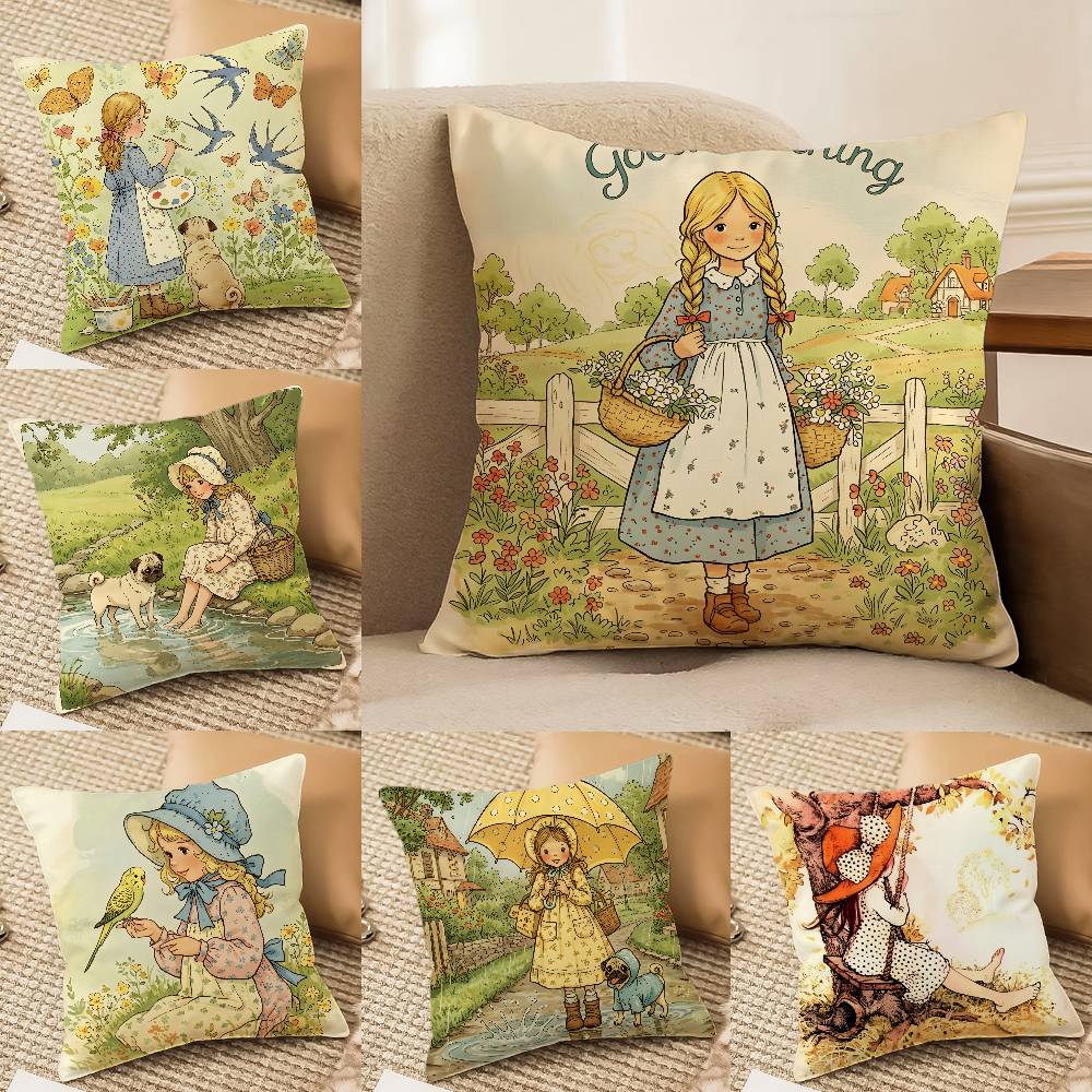 Art Sarah Kay S-Swing Girl-MT Pillow Case Printed Brushed Fleece Pillow Baby Skin-Touch Eco-Friendly Dye-Sublimat