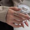 Retro Flower Cutout Open Ring, Women's Hip Hop S925 Silver-Plated Index Finger Ring