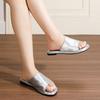 Summer New Flat-bottomed Slippers Women's Versatile One-word Open-toed Slippers Women's 2025 Light Luxury Temperament Women's Shoes