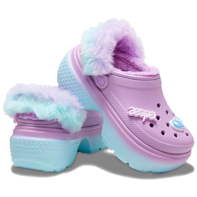 Aespa x Crocs Stomp Lined Clog Небо и Земля Унисекс Кроссовки Фиолетовый Мультиколор 208688-90H