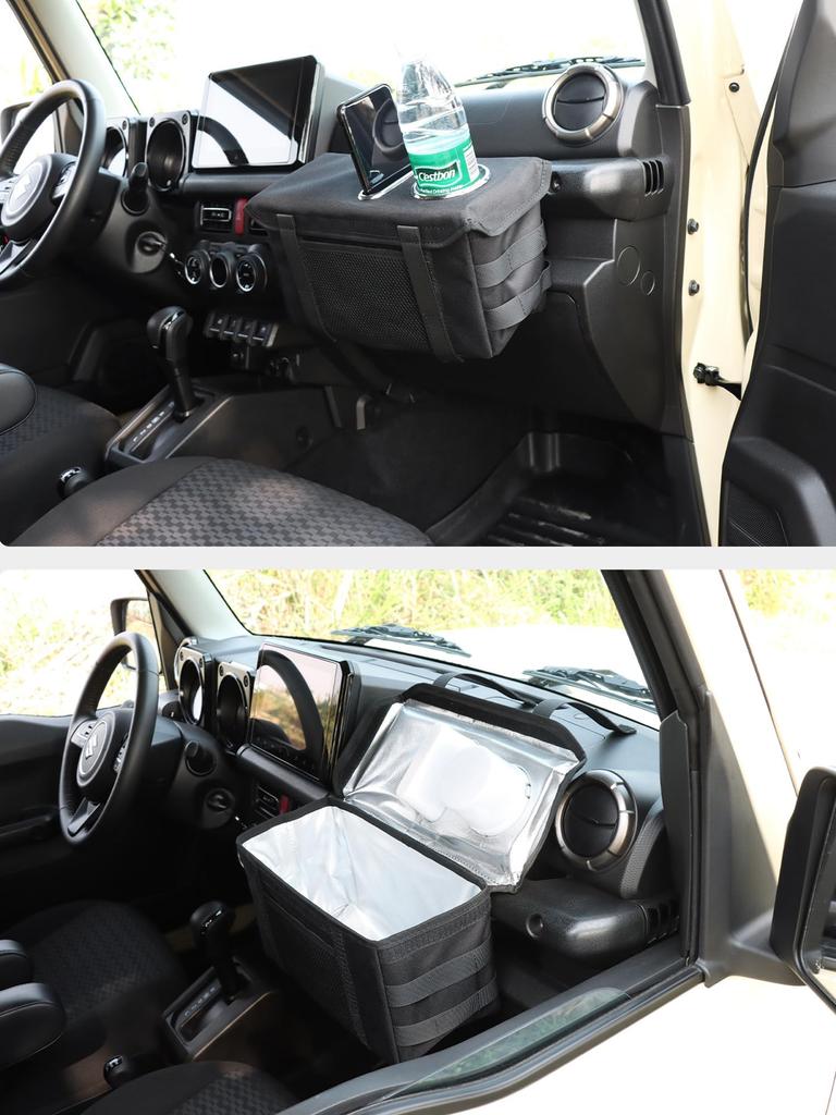 Ящик для хранения на пассажирское сиденье для нового Suzuki Jimny Jimny Sierra и Jimny Nomad Включает подстаканник и лоток JB64, JB74, JC74, Держатель, Держатель, (черный)