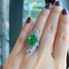 Silver New Fashion Paraiba Emerald Zircon Ring For Women's Party Birthday Jewelry Gift