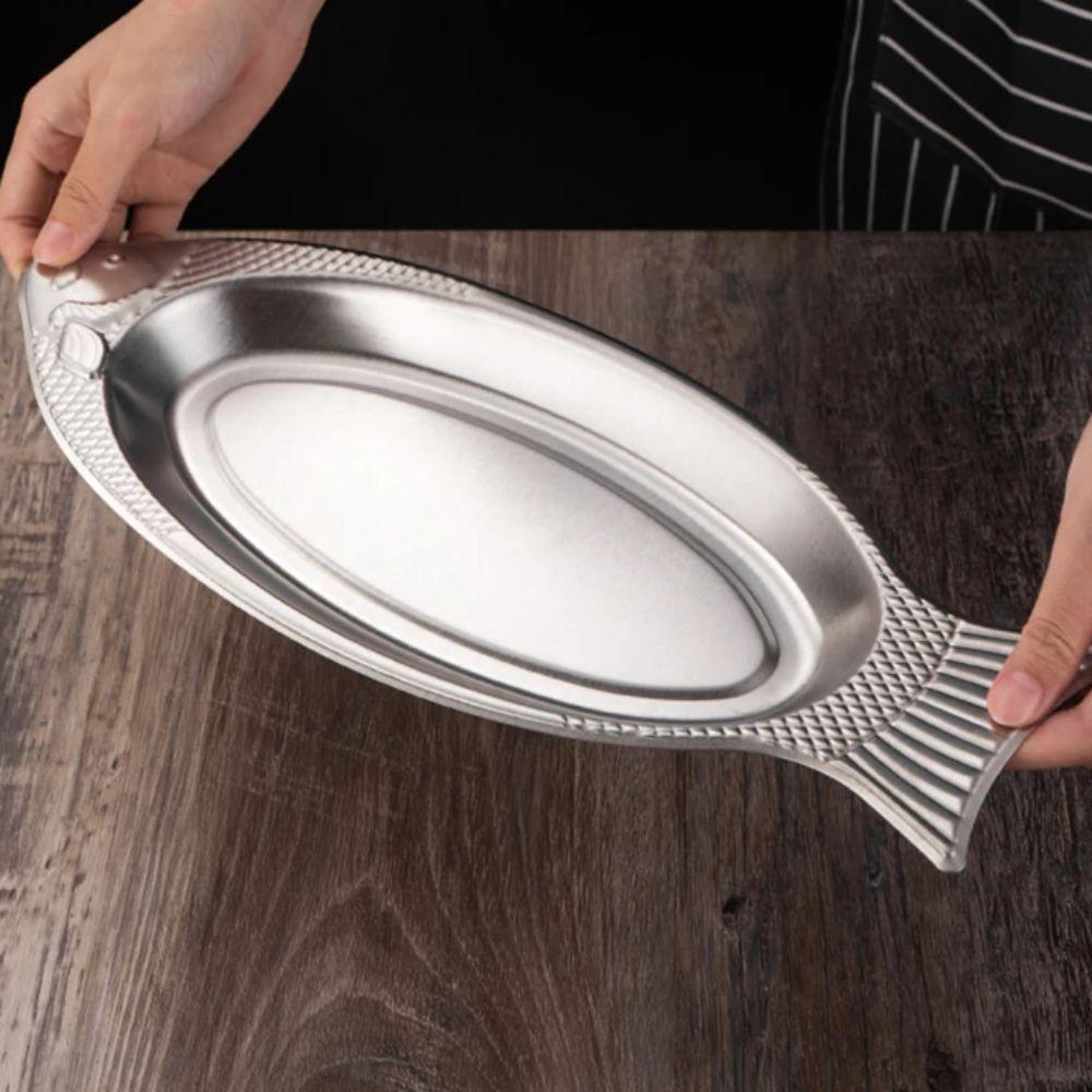 Oval Steamed Fish Plate Fish-Shaped Tray Plates Creative Barbecue Plate