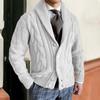 2025 Winter New Knitted Cardigan Men's Turn-down Collar Long Sleeve Twisted Sweater