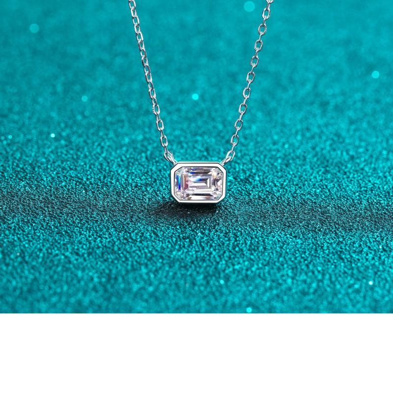 Bague Ringen Муассанит Изумрудная Огранка Подвеска Ожерелье Уникальный Дизайн Женская Серебряная 925 Свадебная Цепочка Изящных Ювелирных Изделий Для Вечеринки