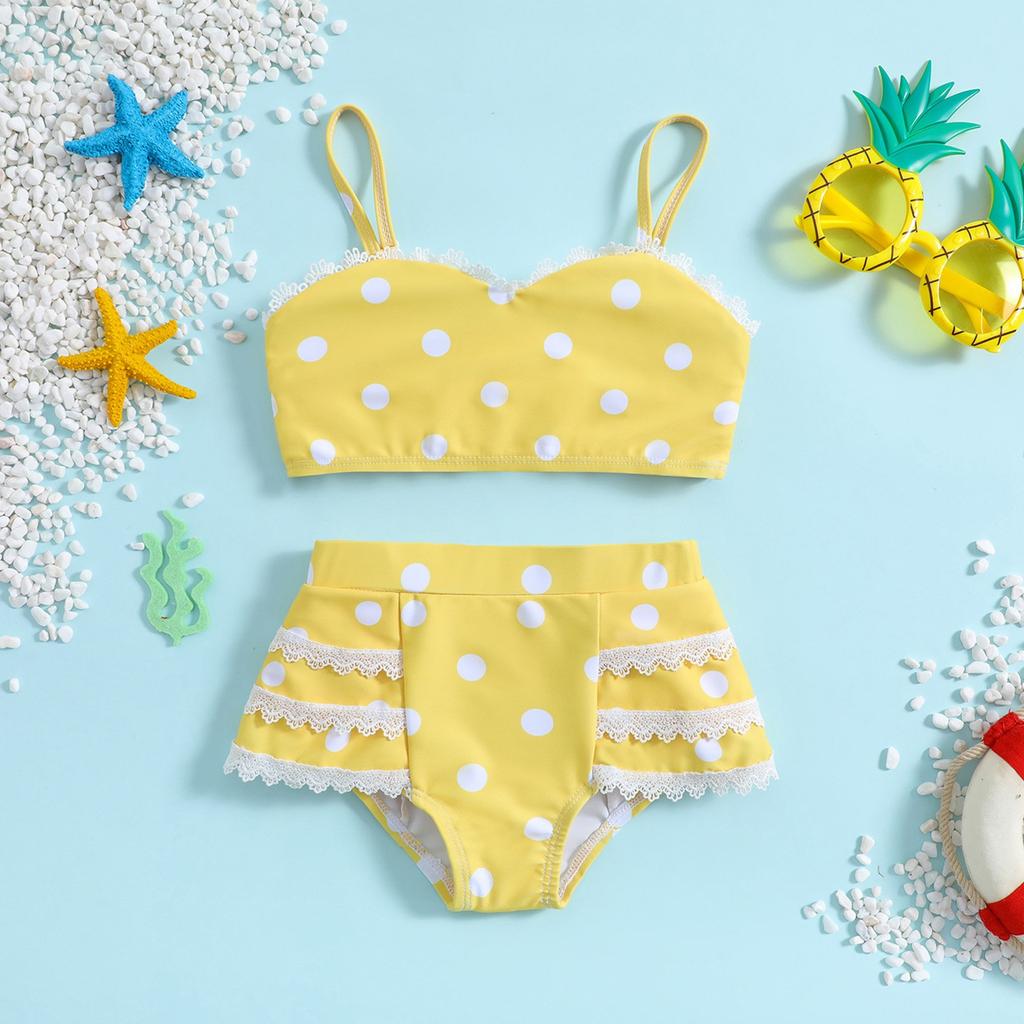 Hollow Beach Swimsuit New Fashion Girls Swimsuit Princess Vest Suspenders Polka Dot Fashion Swimsuit Suit