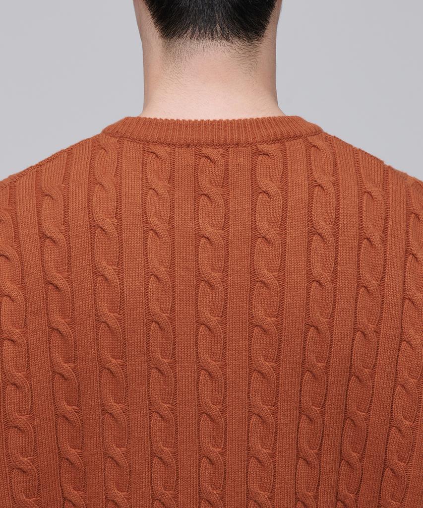 MUSINSA STANDARD Cable Crew Neck Knit [Tangerine]