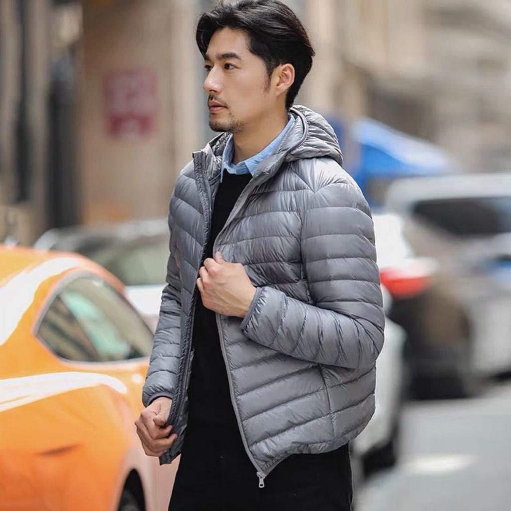 Fall and Winter Down  Men's Short Light Section Business Trend Trend Hooded Thickened Jacket Plus Size