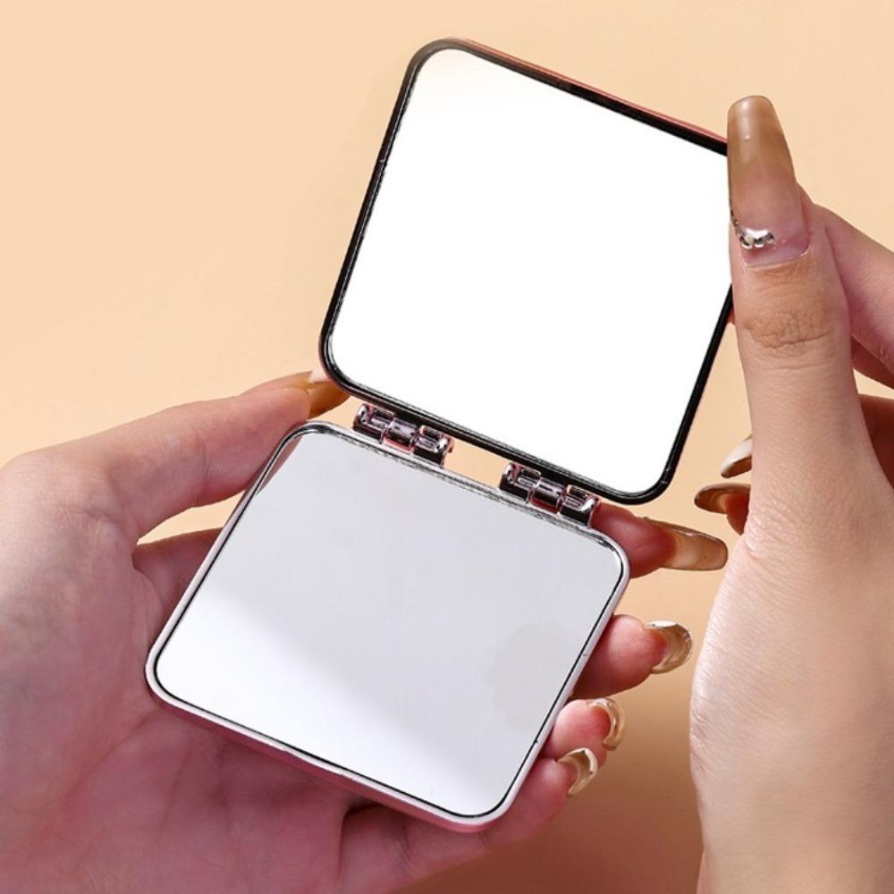 Square Foldable Plating Makeup Mirror Double-sided Compact Pocket Mirror  Travel Accessories