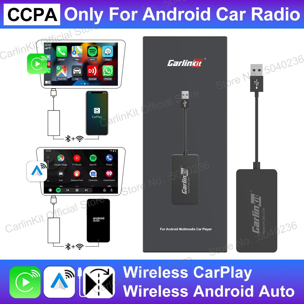 CarlinKit USB-донгл Android Auto Беспроводной адаптер CarPlay Для Android-автомобиля Поддержка Spotify Waze Карты Зеркалирование экрана телефона Автомагнитола