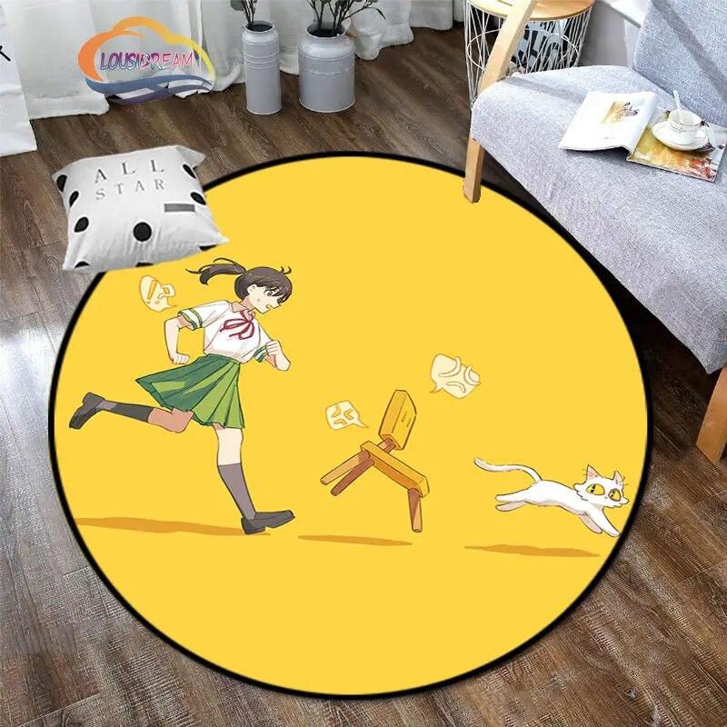 Круглый ковер с рисунком аниме Suzume, декоративный круглый коврик с 3D принтом для детей или девочек, коврик для спальни, гостиной