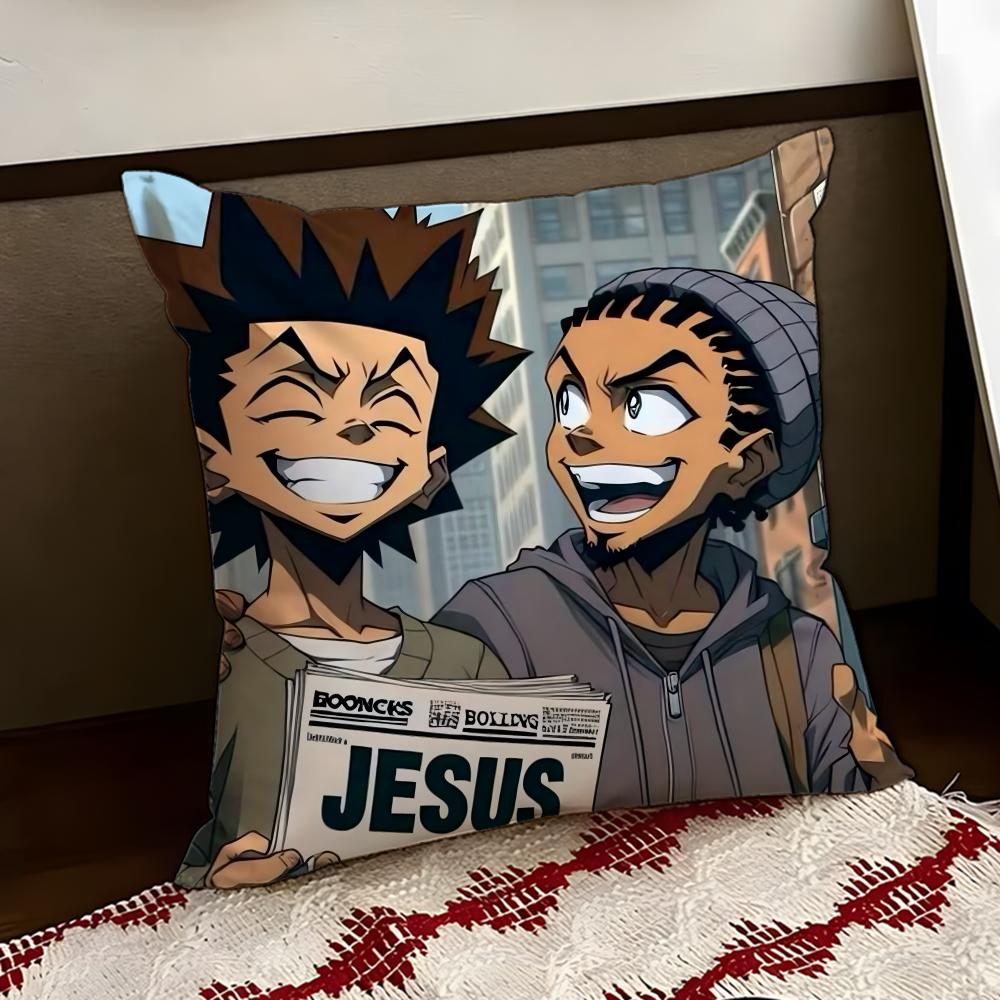 Cartoon ABoondocks Retro Cushion Cover Reversible Soft Durable Pillow Cover Home Car MultiScene Use for Daily Comfort