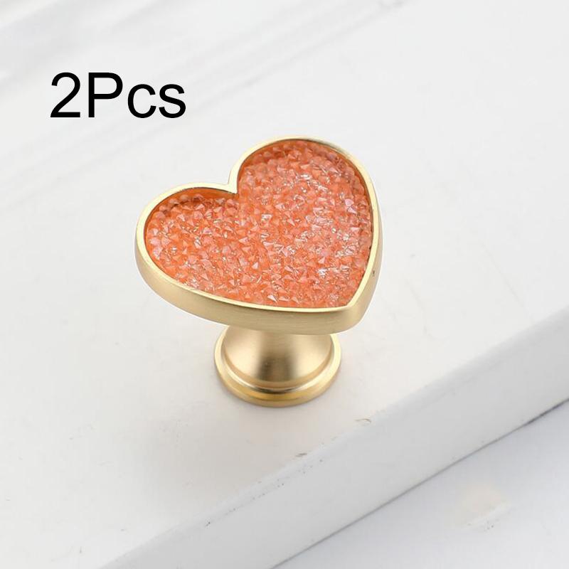 2 шт. Ручка для ящика Оригинальность Без пробивки Мультяшная С бриллиантом Современная ручка-кнопка для ящика Тяга Форма сердца Металлическое основание