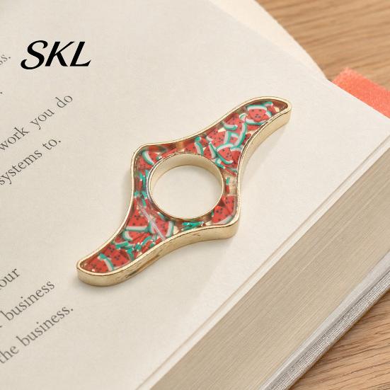 Eye-catching Glitter Bookmark Book Page Holder, Thumb Ring Holder for Reading, Smooth Edge Metal Opener Reading Accessory Students Readers