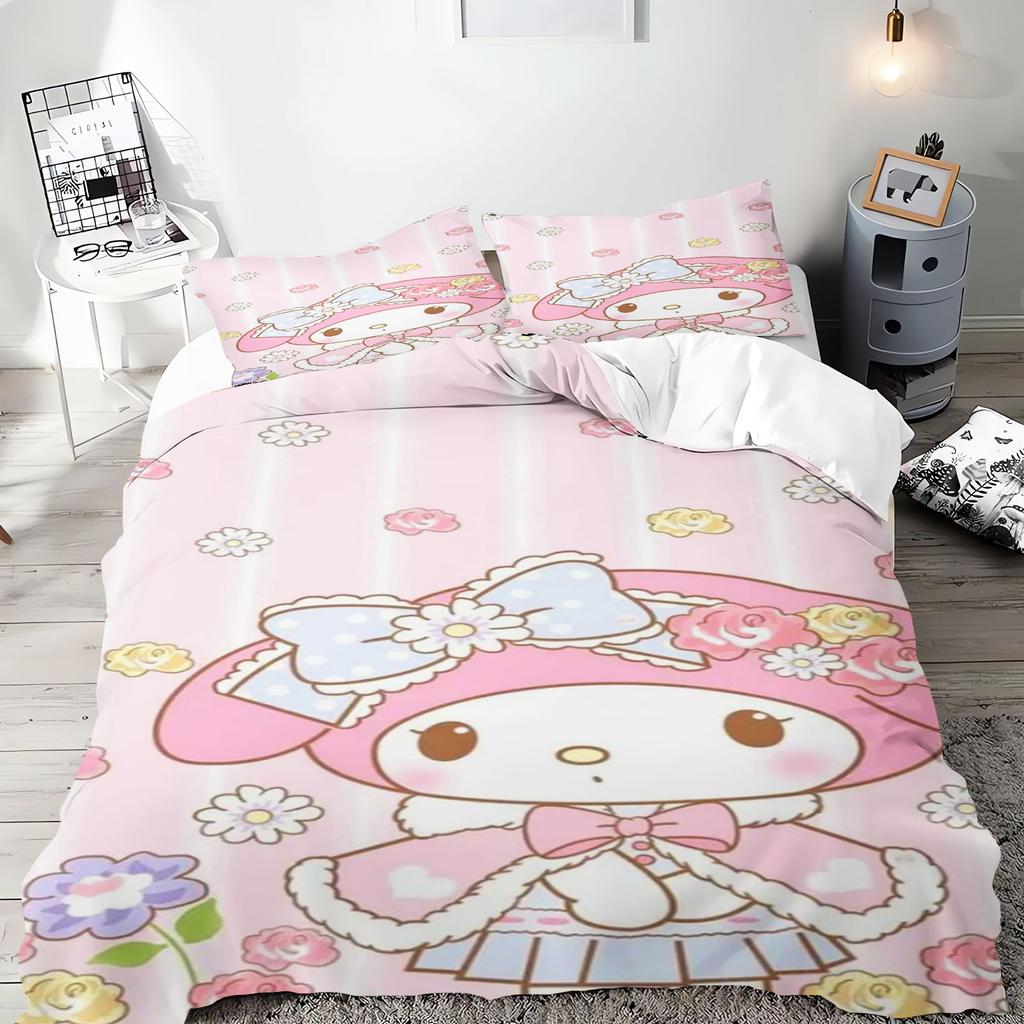 My Melody Серия Sanrio Комплект постельного белья Comforte Luxus 3 предмета 1 пододеяльник Изысканный подарок на день рождения 100% Полиэстер Домашний декор