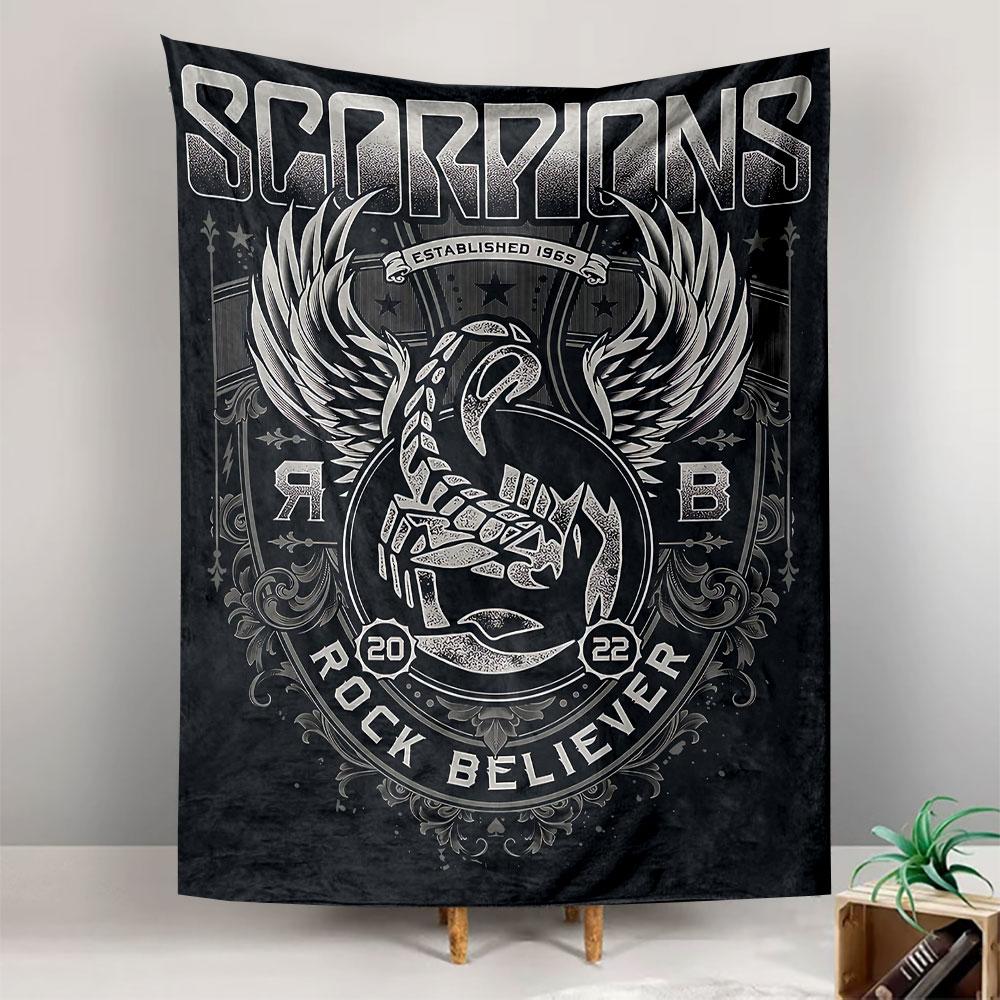 Scorpions Rock Believer Tapestry Wall Hanging, Rock Band Anniversary Poster, Retro Wall Decor for Bedroom Living Room Dorm