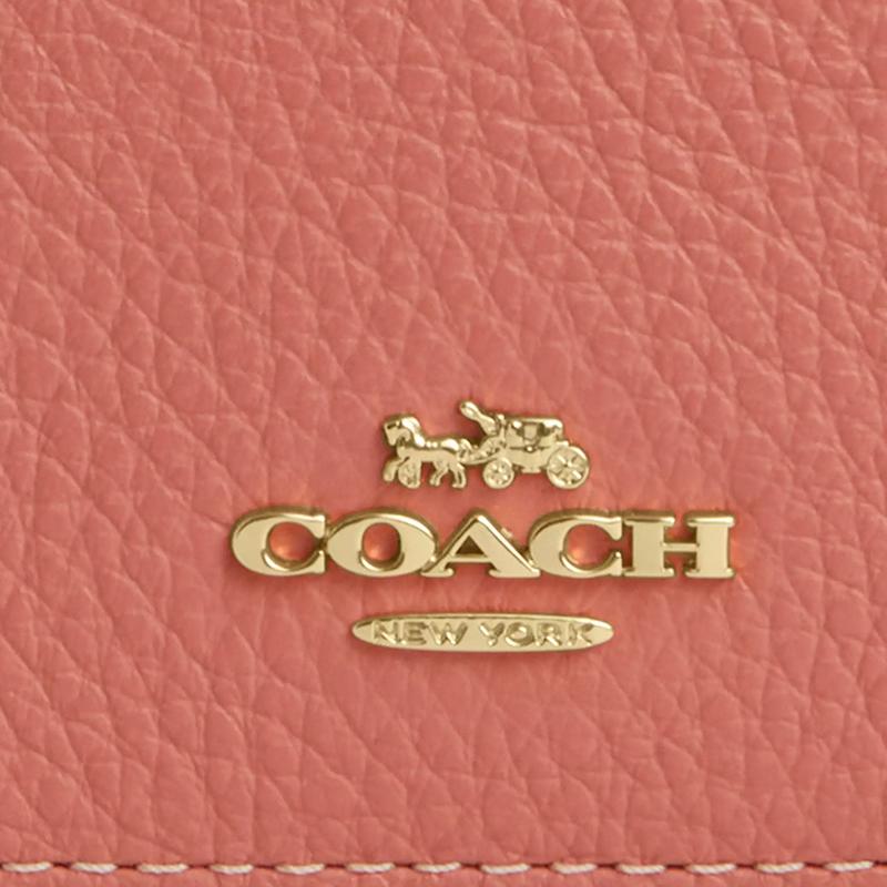 Coach 10 Брендовых Кожаных Кошельков с Текстурой Кожи Обычный Женский Песочный Цвет песочный цвет