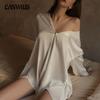 Пижамы женские весна-лето бойфренд рубашка платье длинный рукав сексуальные ночные рубашки