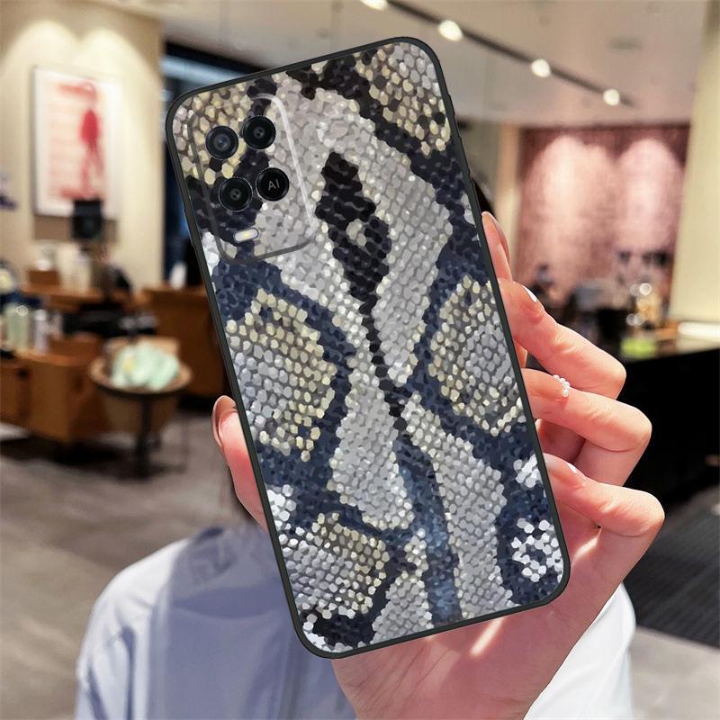 Чехол с текстурой змеи для Oppo A94 A54 A40 A60 A80 A98 A78 A18 A38 A58 A16 A76 A96 A17 A77 A74 A57S A15
