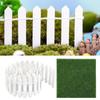 Mini Fence 35 Inch Toy Fence Wooden Crafts Panel Decoration with 4 Piece Fake Grass for Kids Indoor Outdoor Home Decor Boys